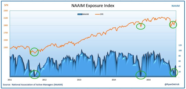 naaim stock market sentiment investors october 2015