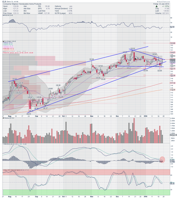 clx clorox stock chart technical support levels january 25