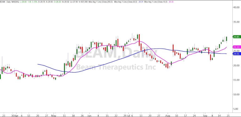 beam therapeutics biotech stock buy signal price rally chart image september