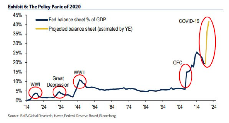 federal reserve policy panic balance sheet rise forecast covid 19