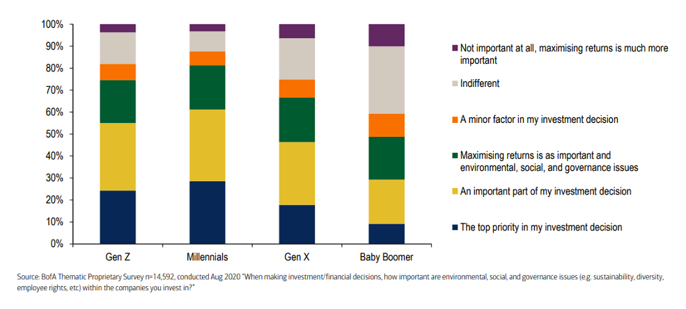 esg importance by generation chart