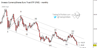 Euro Currency ETF (FXE) Elliott Wave Trading Outlook (Year 2022) euro currency elliott wave five major low price target year 2023 chart image