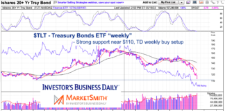Treasury Bonds Weak… But Time For A Bounce tlt treasury bond etf trading price support demark chart may 9 2022