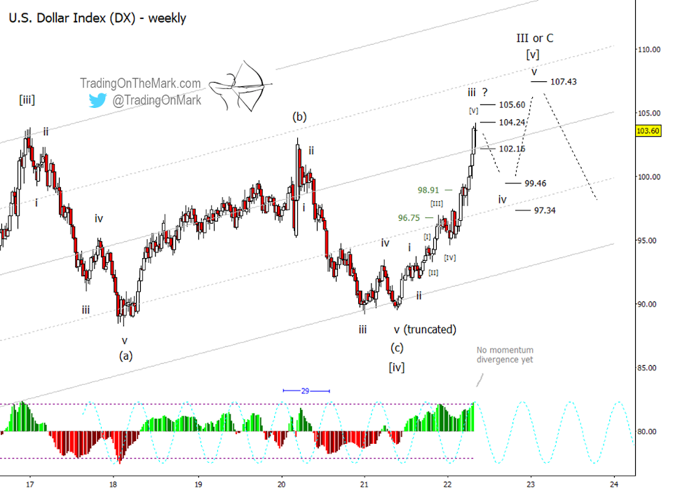 us dollar index elliott wave forecast peak year 2022