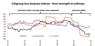 Market Cycle Indicators Weaken, Can U.S. Hold Off A Recession? citigroup economic surprise index signal weakness