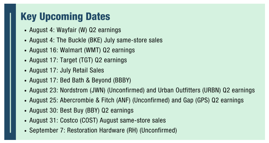 key upcoming dates calendar corporate earnings back to school time period