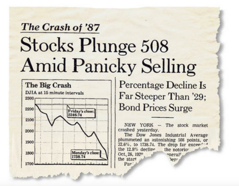 1987 crash stock market headline image