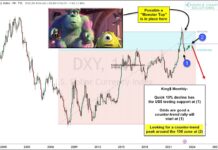 Is US Dollar Creating A Monster Topping Pattern? us dollar index peak topping price pattern warning chart february