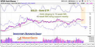 Gold ETF (GLD): Watch Rising 40-Week Moving Average gold etf price trading analysis chart image