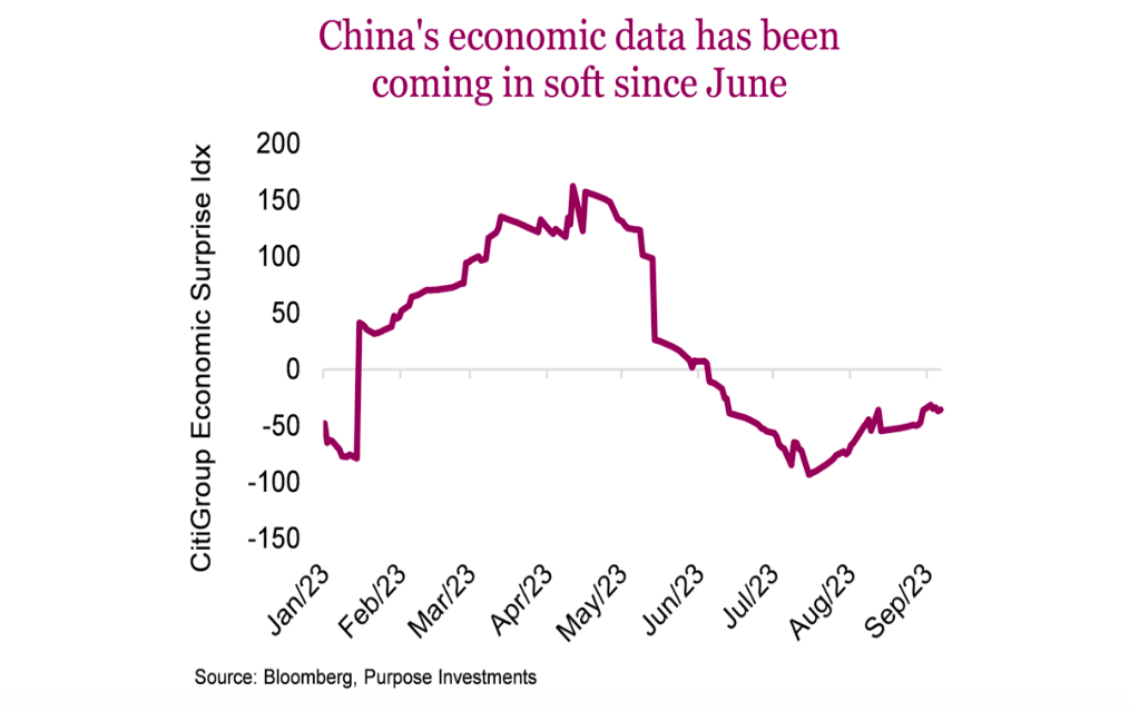 china economic data weakness in year 2023 chart image