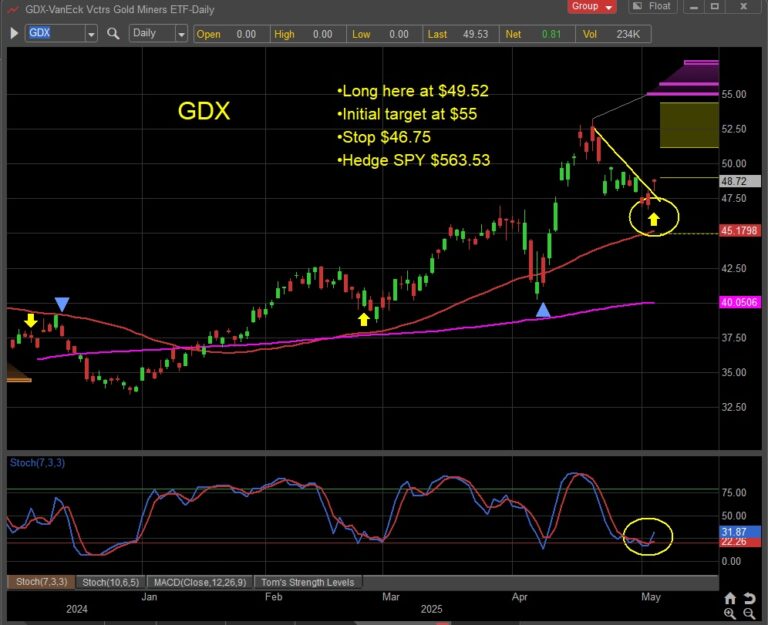 gdx gold miners trading buy signal investing chart bullish year 2025