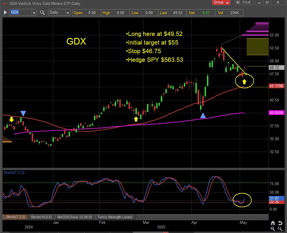 gdx gold miners trading buy signal investing chart bullish year 2025