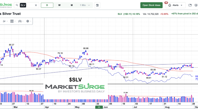 Silver ETF (SLV) Posts Bearish Engulfing Candle silver etf slv price chart august 2026